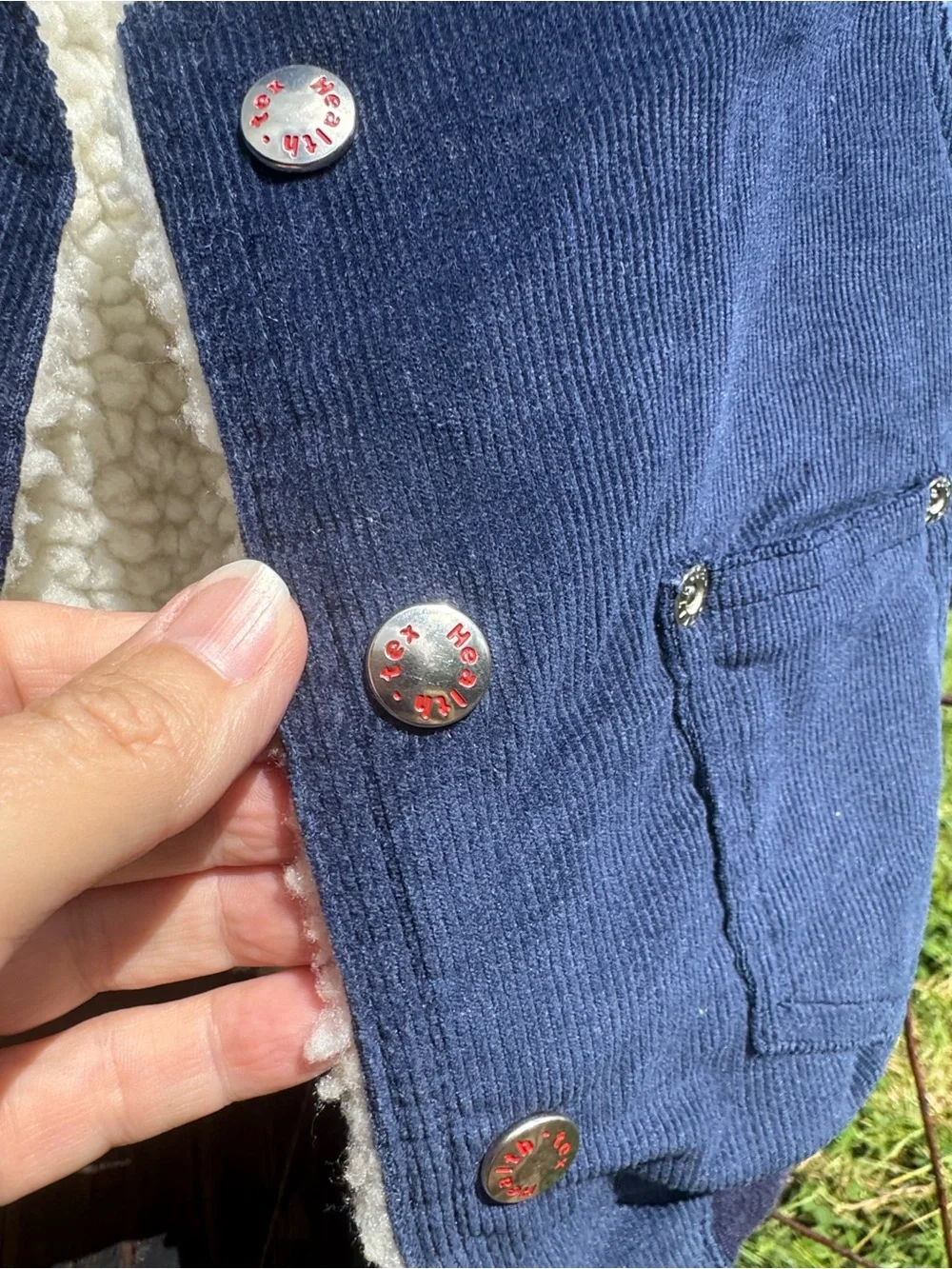 Vintage 80s HEALTH-TEX Blue Corduroy Vest Sherpa Lined Snap Up Western boy 7